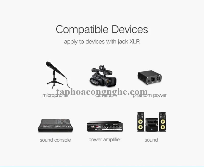 Ugreen 20712 5M Màu Đen Cáp nối dài Microphone Canon âm thanh AV130 30020712